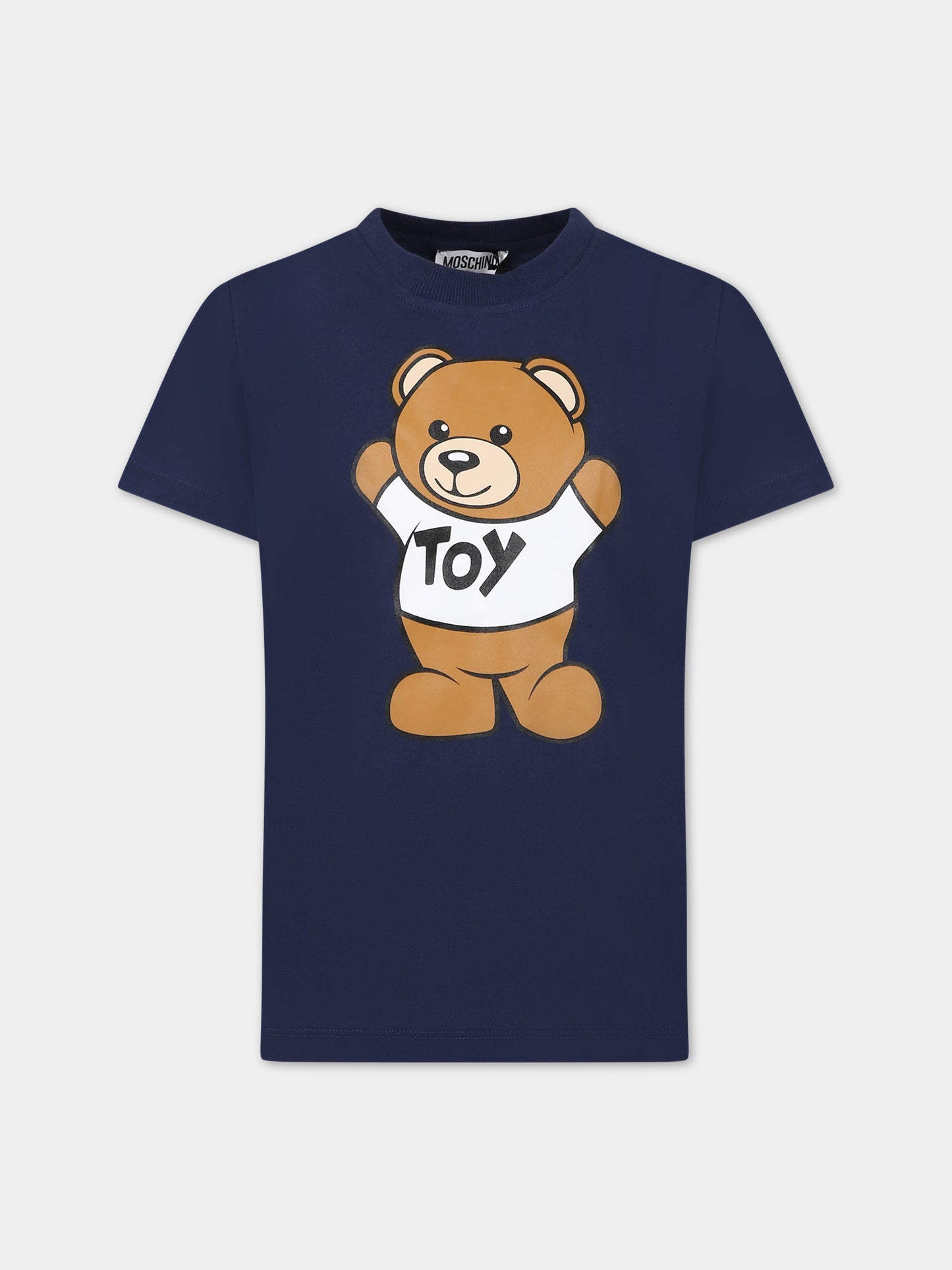 T-shirt blu per bambini con Teddy Bear e logo,Moschino Kids,HUM03U LAA01 40016