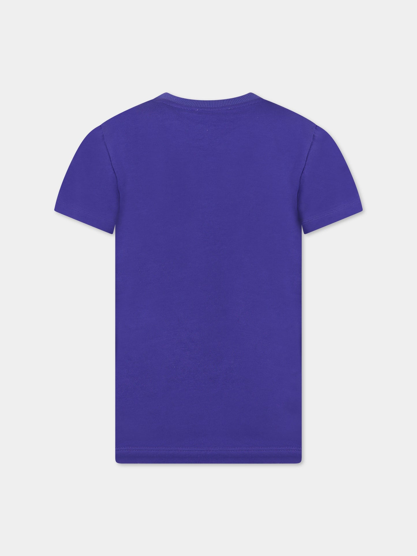 T-shirt viola per bambini con stampa e logo,Moschino Kids,HUM042 LBA23 50910