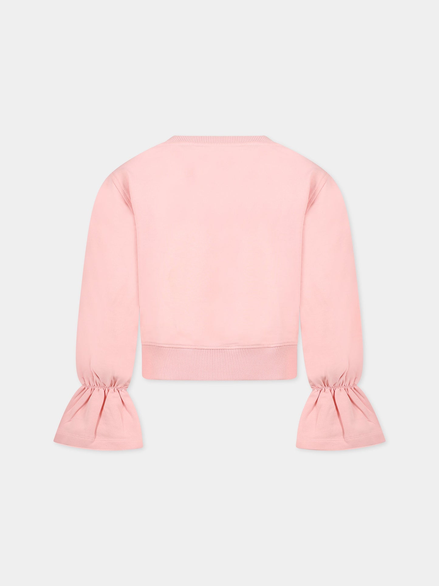 Felpa rosa per bambina con Teddy Bear e logo,Moschino Kids,HDF03T LDA16 50209