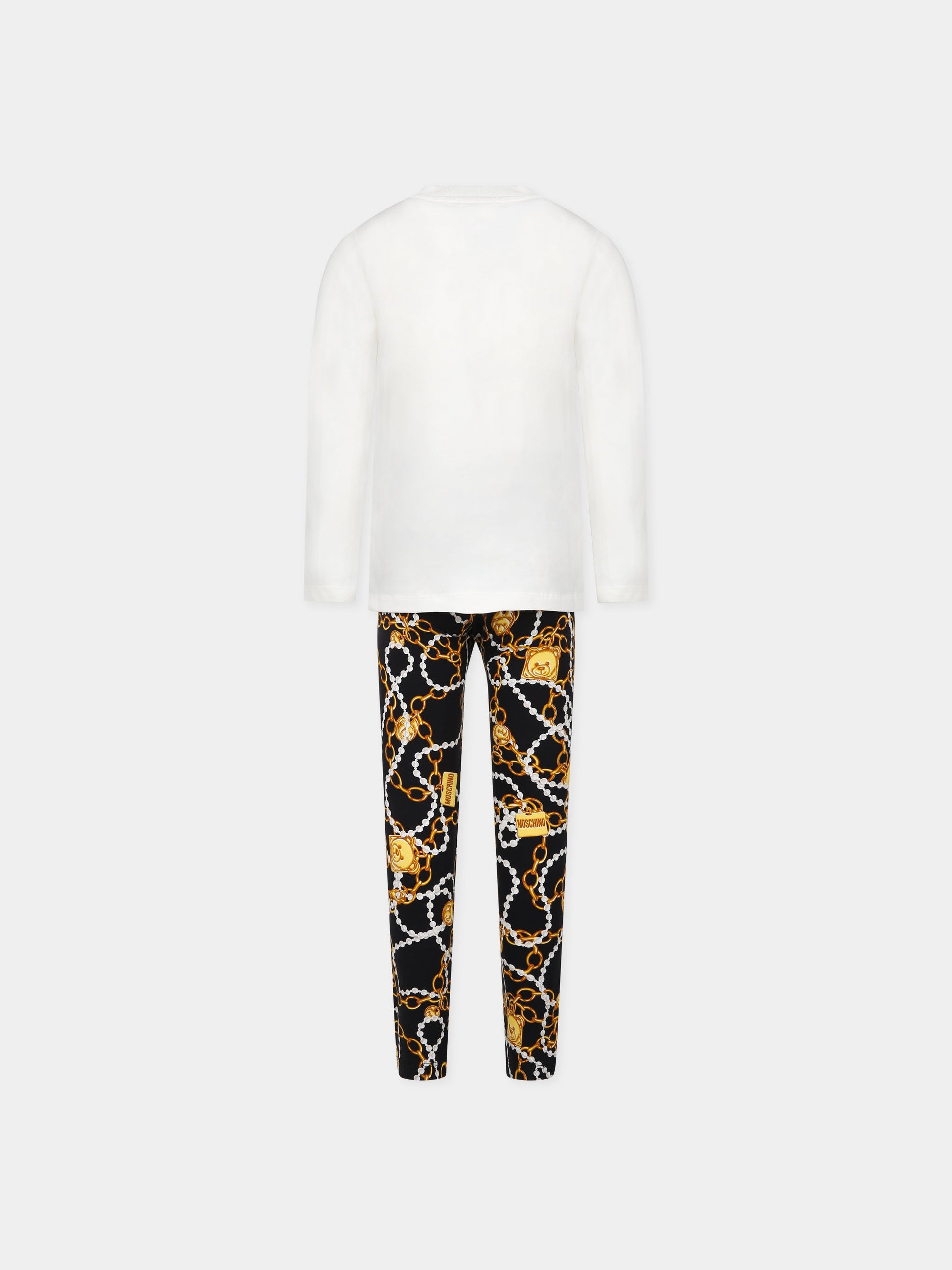 Completo multicolor per bambina con Teddy Bear, stampa e logo,Moschino Kids,HBK021 LBB2B 82591 