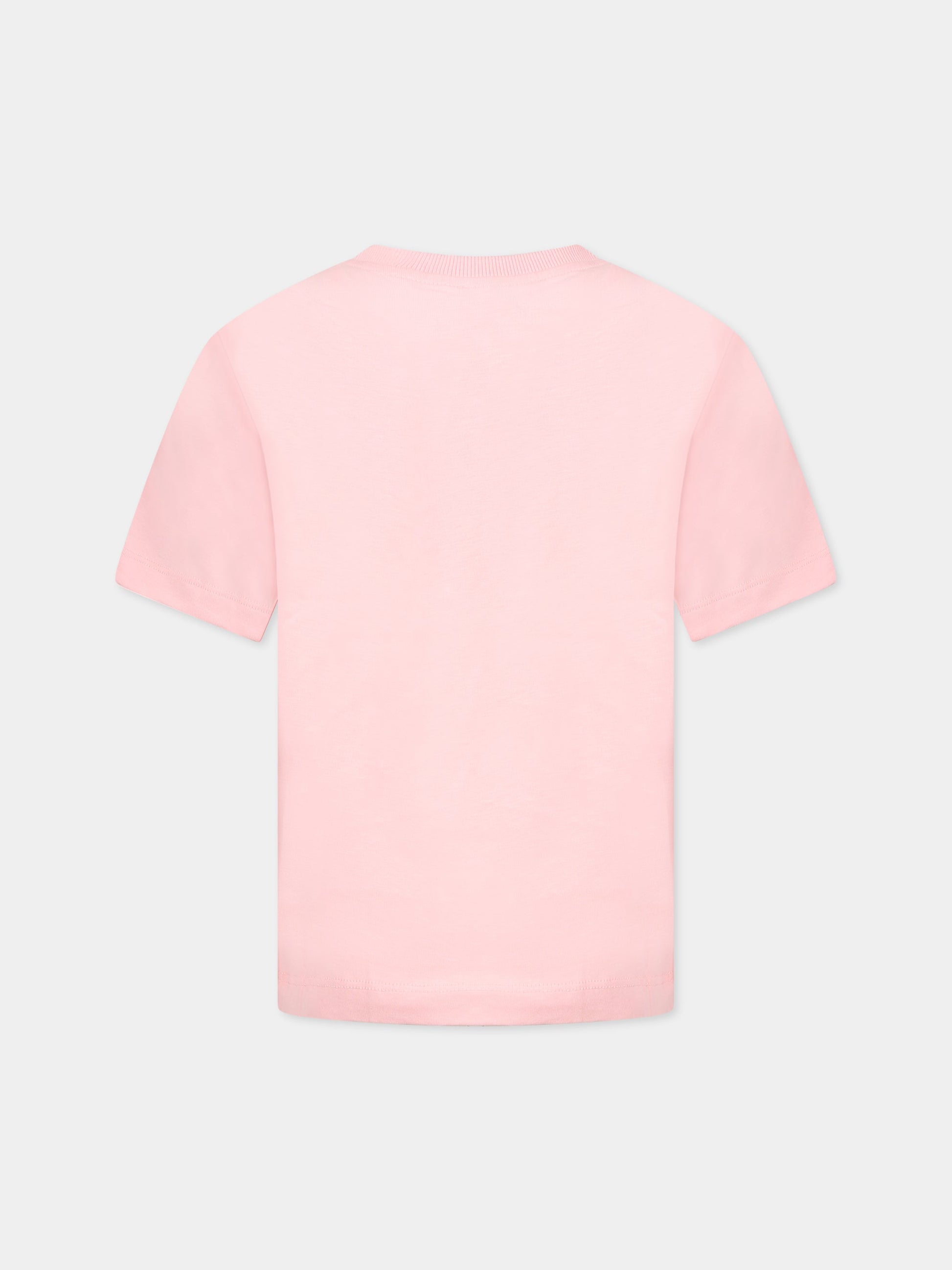 T-shirt rosa per bambina con Teddy bear e logo,Moschino Kids,HUM03R LAA20 50209