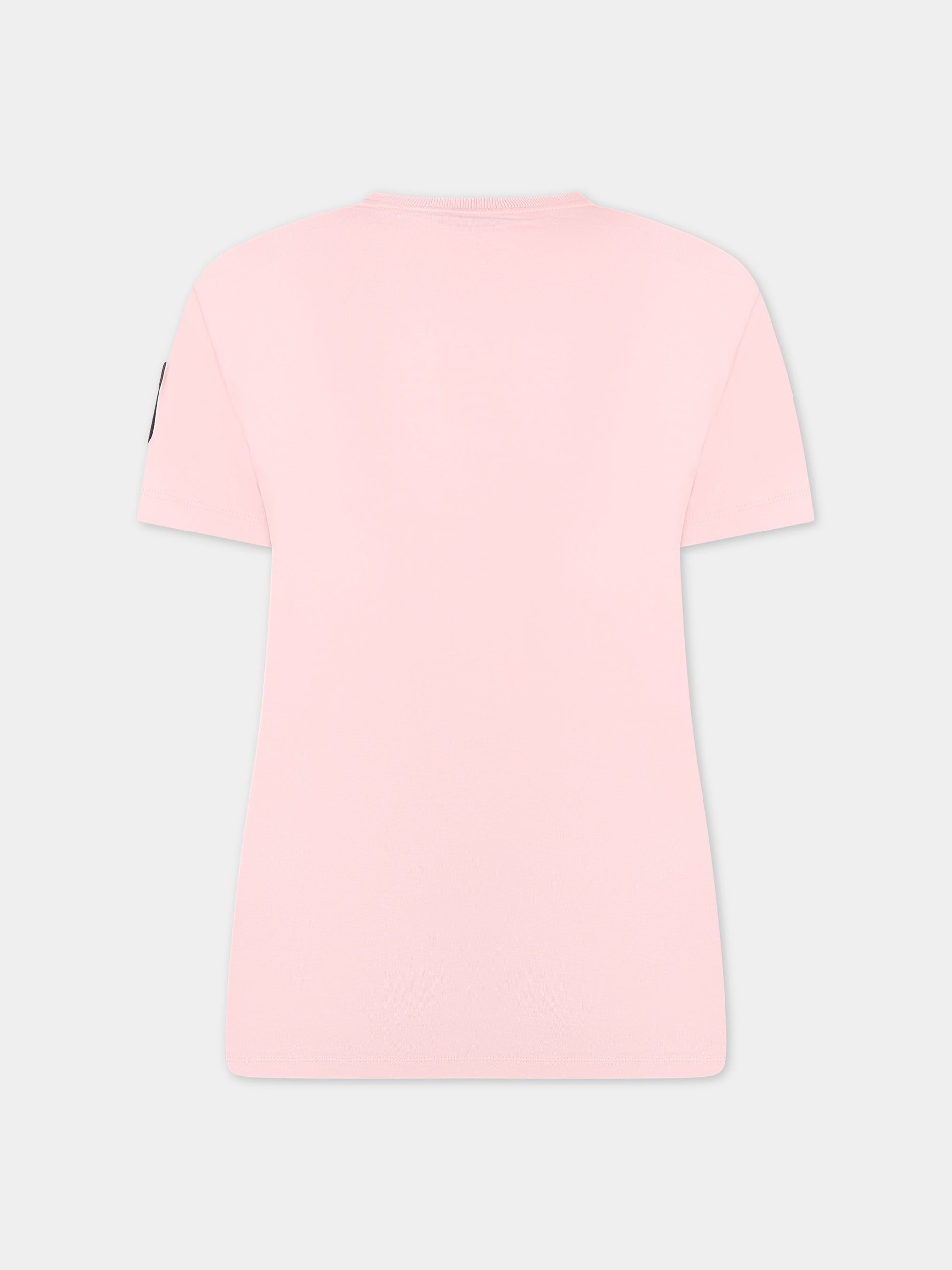 T-shirt rosa per bambina con logo e Teddy Bear,Moschino Kids,HUM03Q LAA10 50209