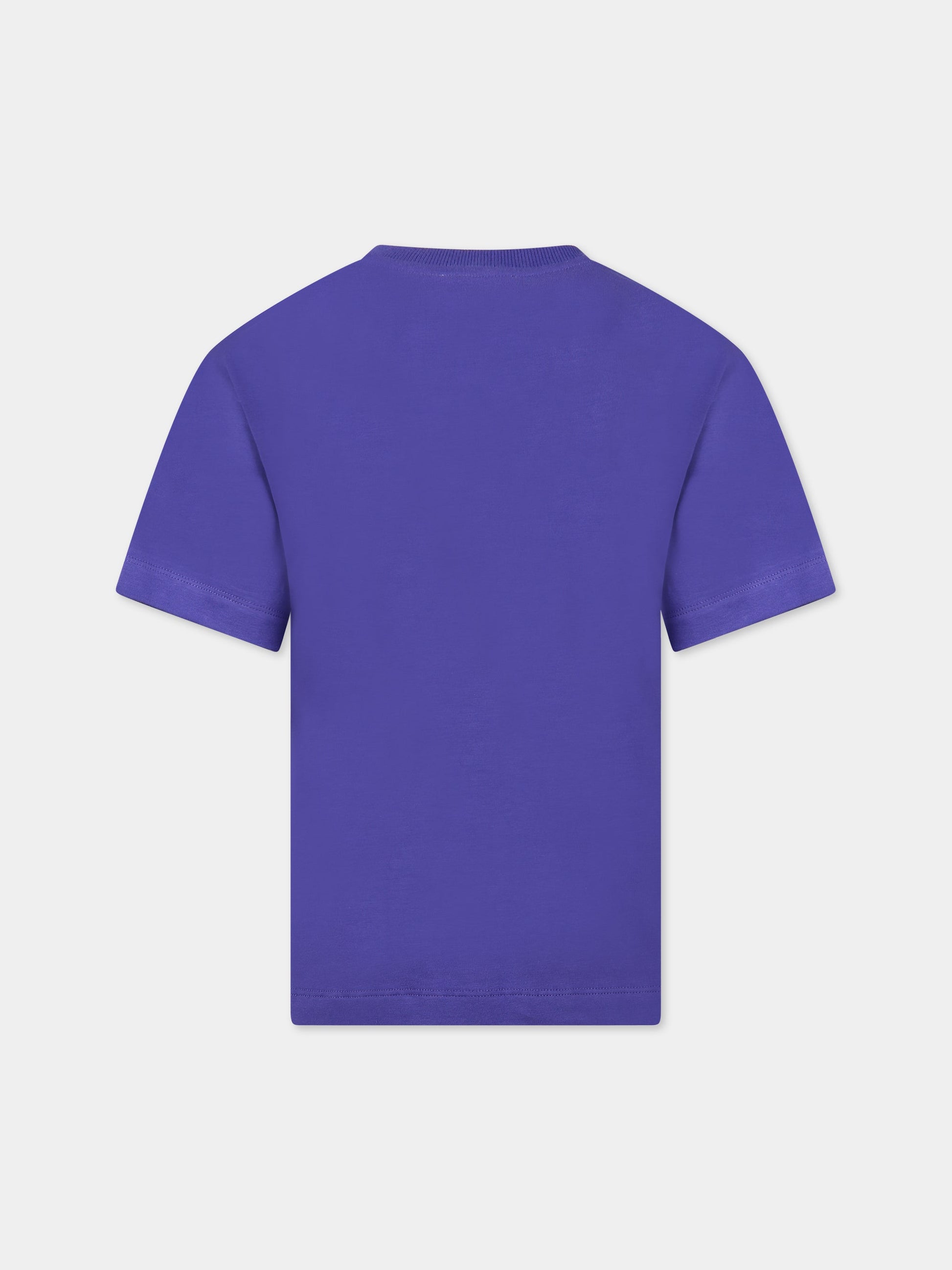 T-shirt viola per bambini con stampa e logo,Moschino Kids,HUM041 LBA23 50910