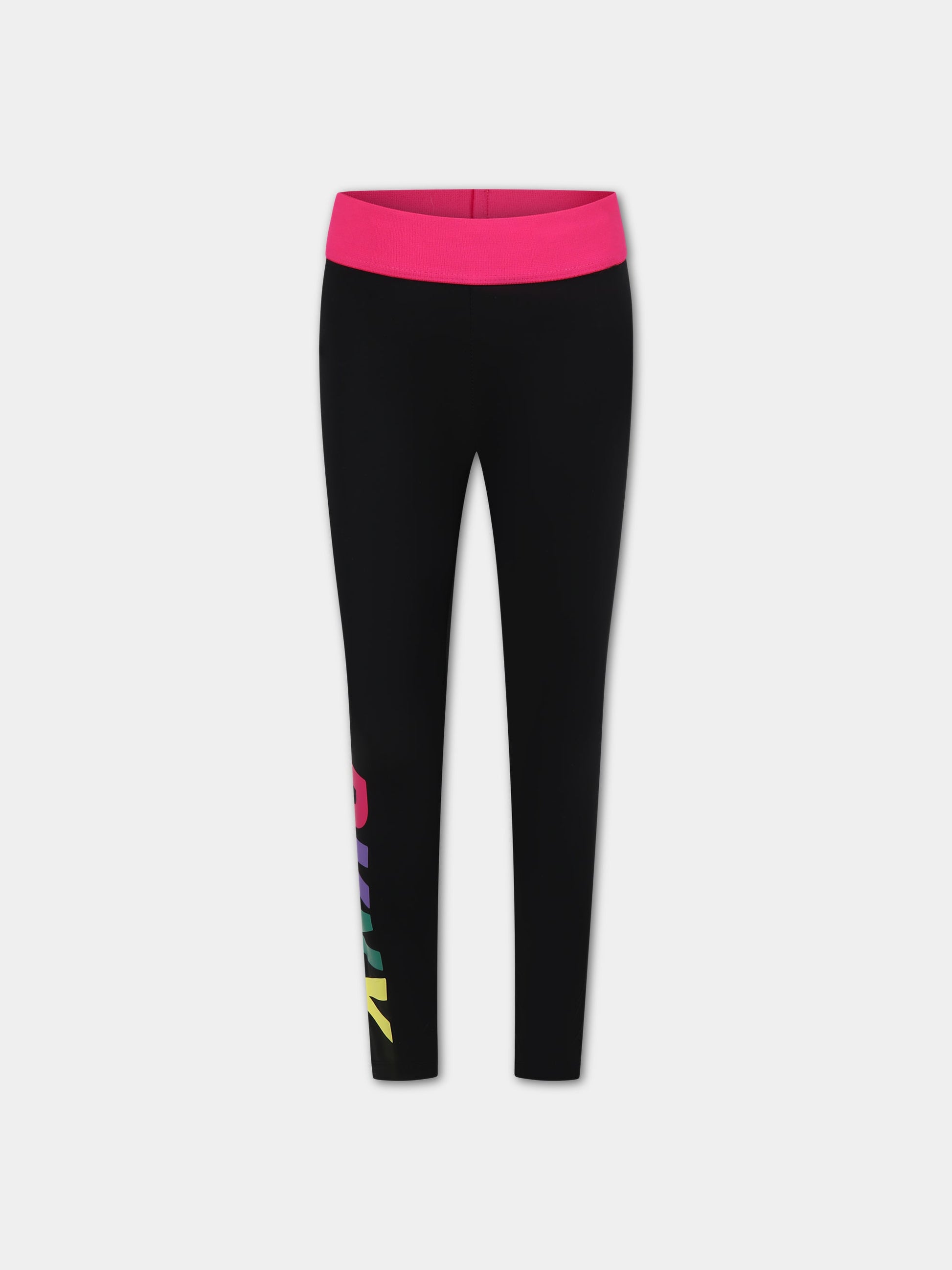 Leggings neri per bambina con logo,Dkny,D34A68 09B