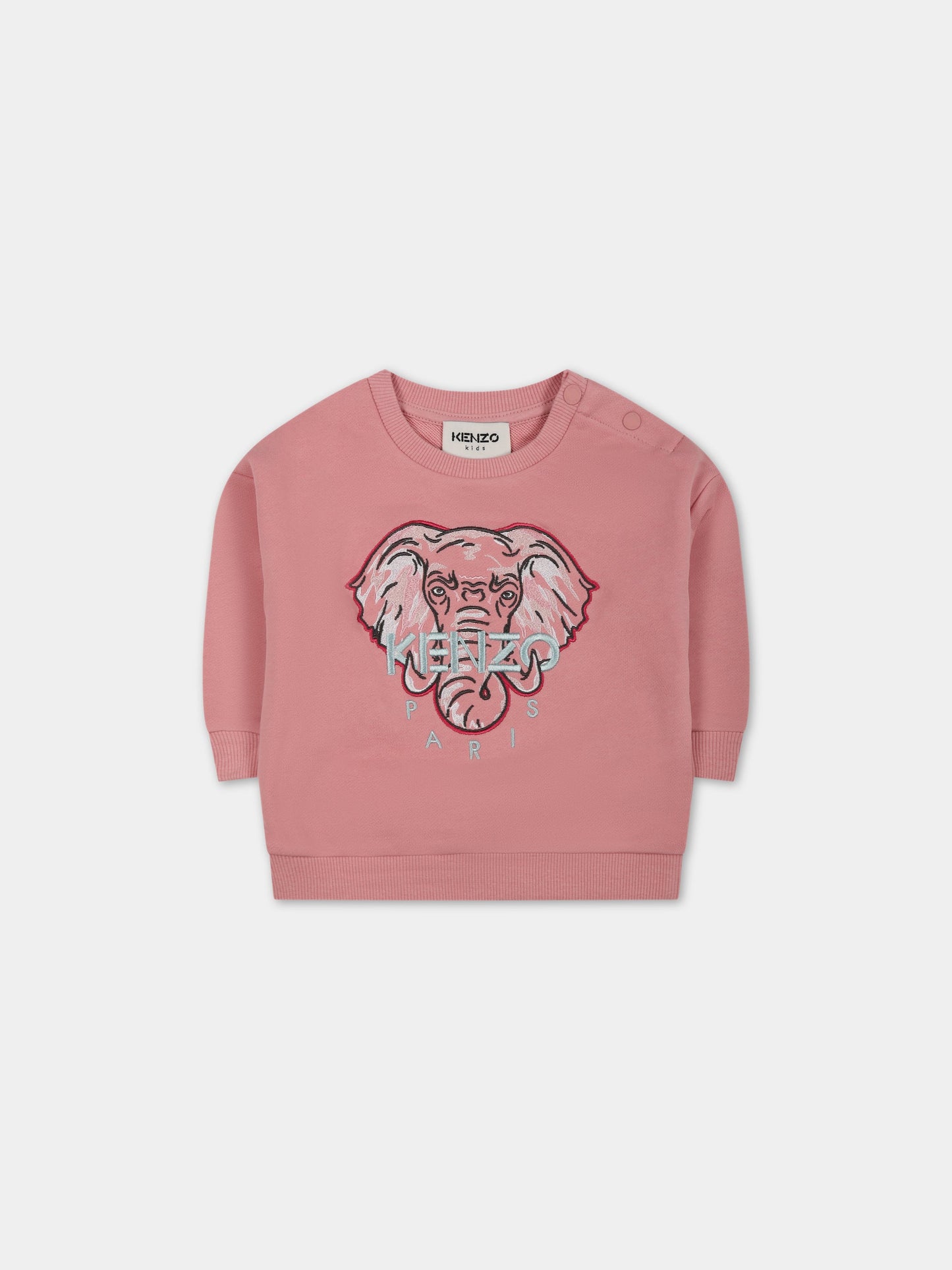 Felpa rosa  per neonata con Kotora e logo,Kenzo Kids,K05416 493