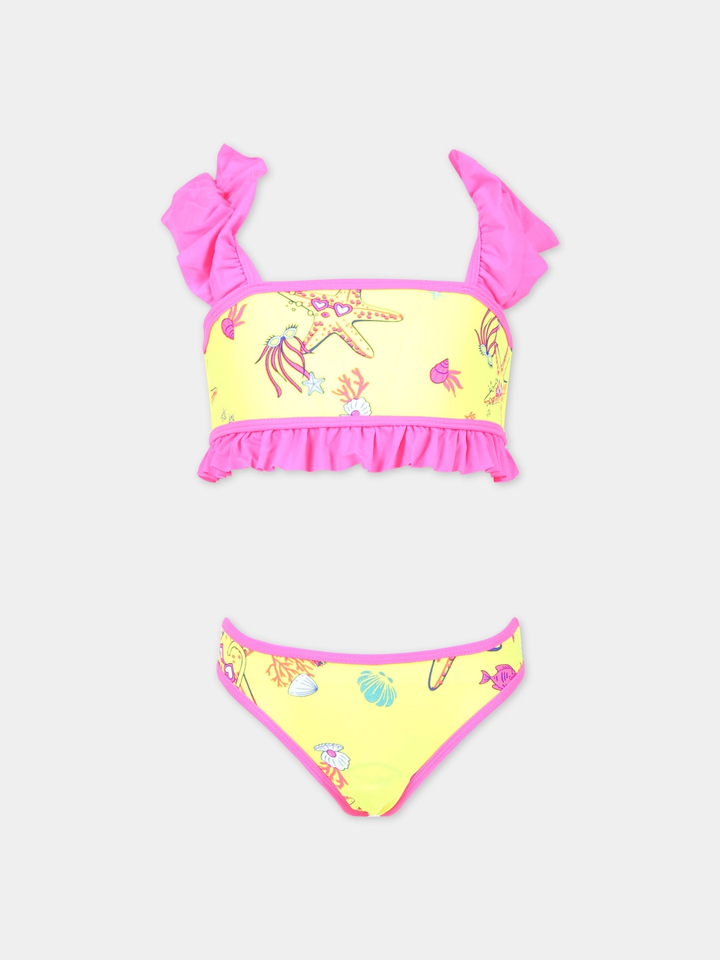 Bikini multicolor per bambina con stella marina,Billieblush,U10442 599