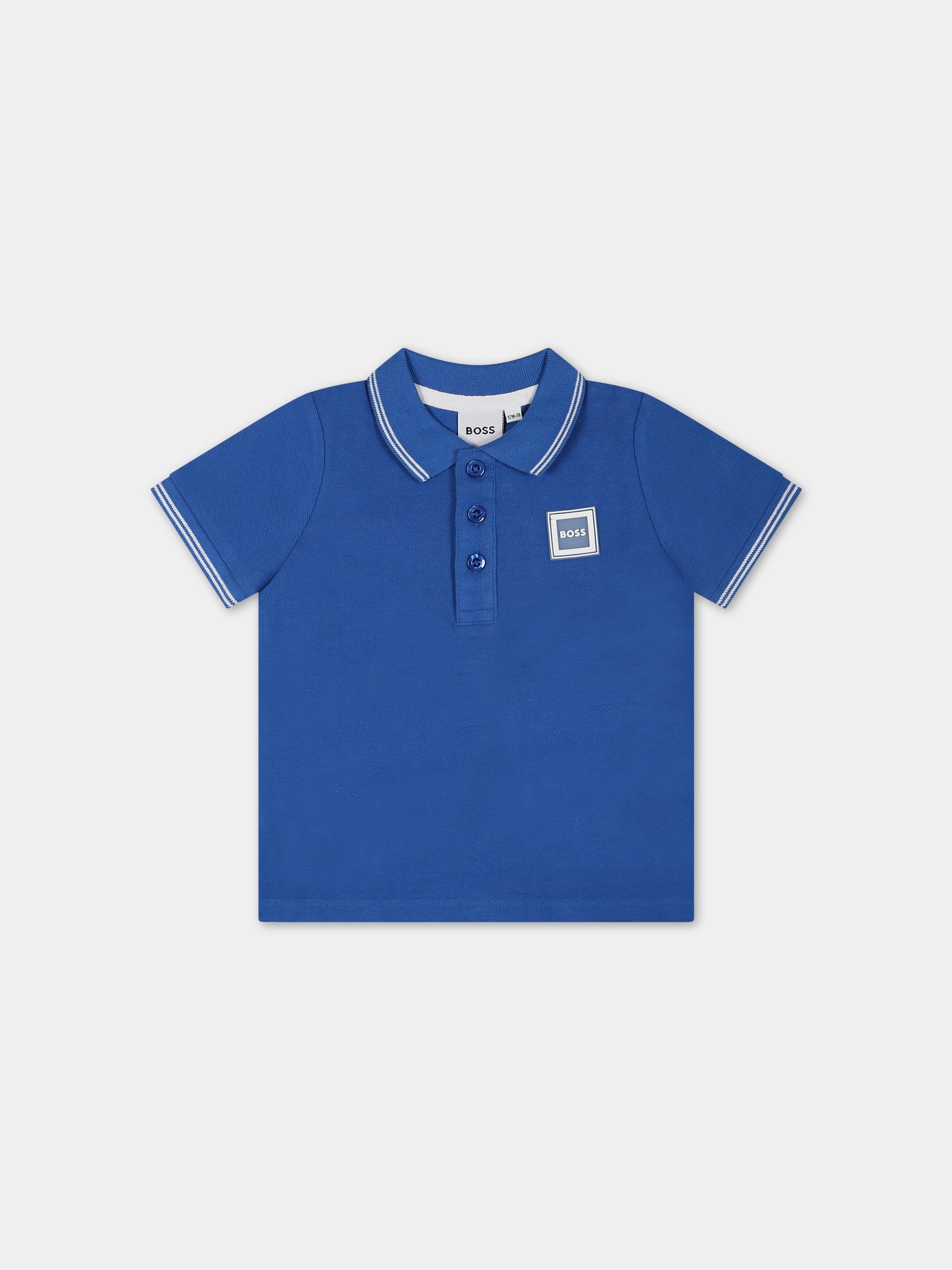 Polo celeste per neonato con logo,Hugo Boss,J05923 871