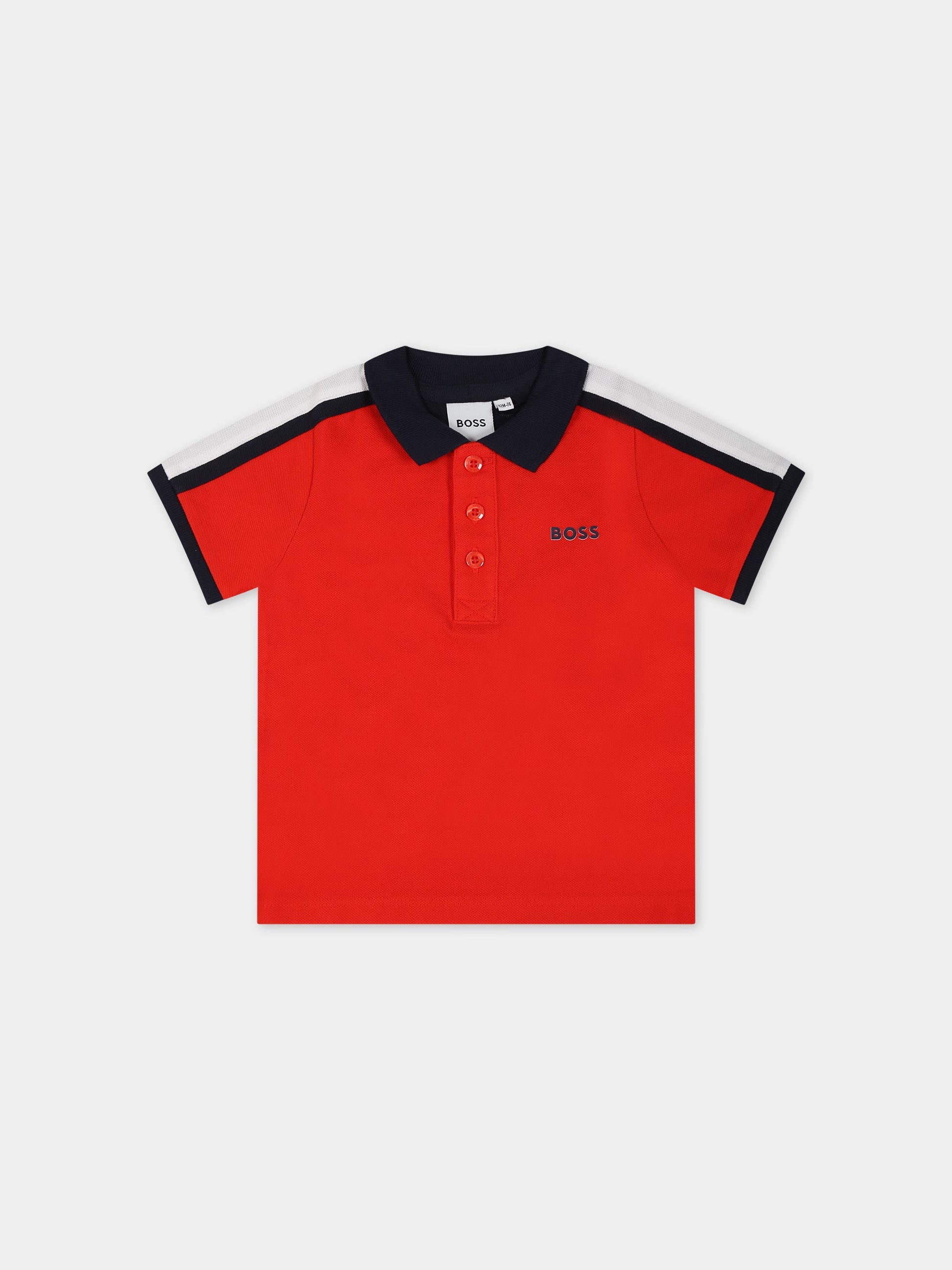 Polo rossa per neonato con logo,Hugo Boss,J05924 992