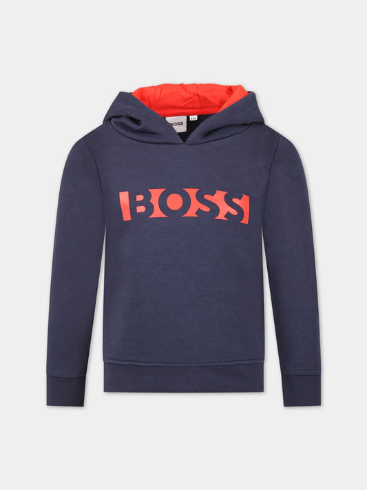 Felpa blu per bambino con logo,Hugo Boss,J25N69 849