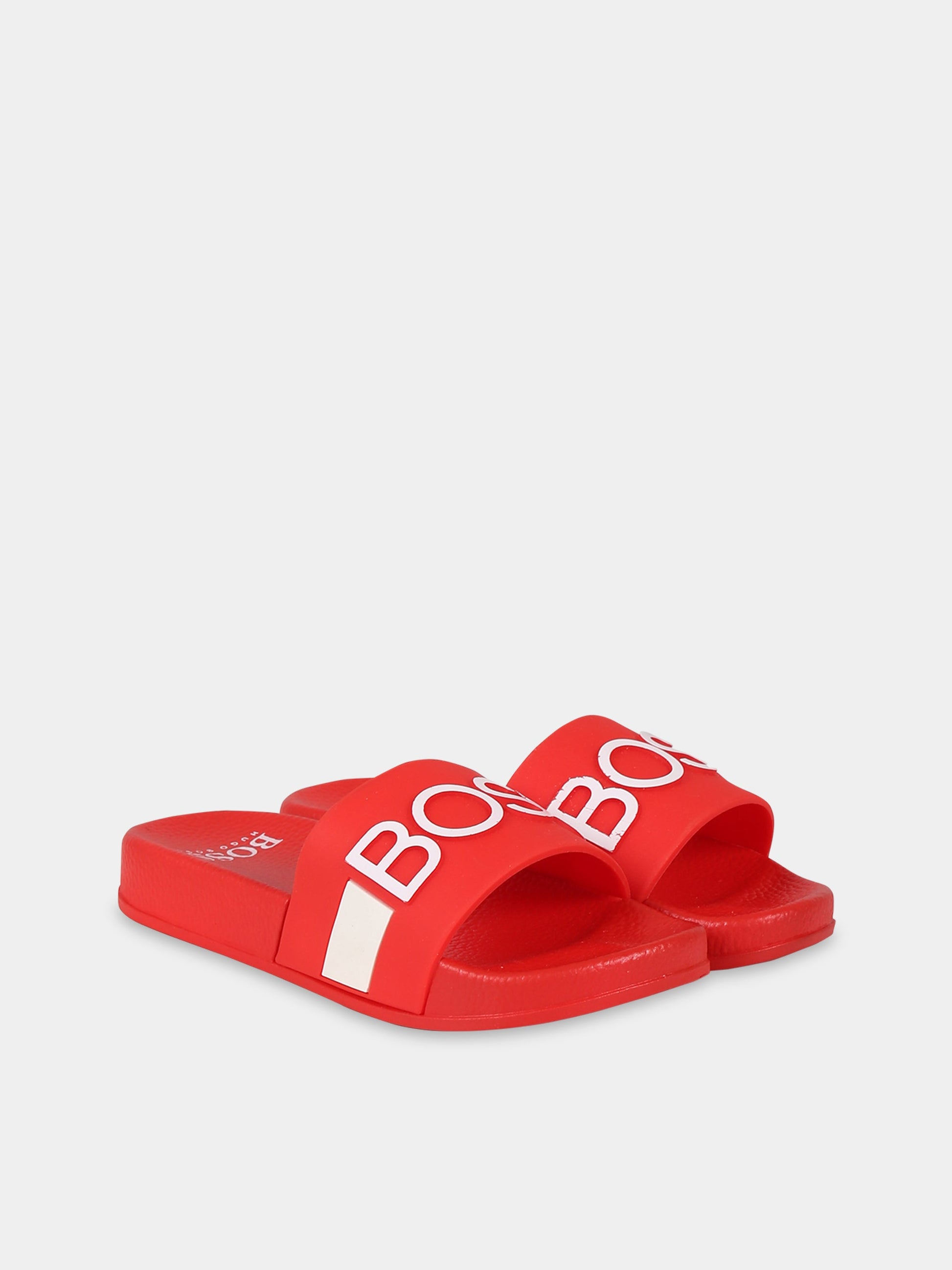 Ciabatte rosse per bambino con logo,Hugo Boss,J29274 997