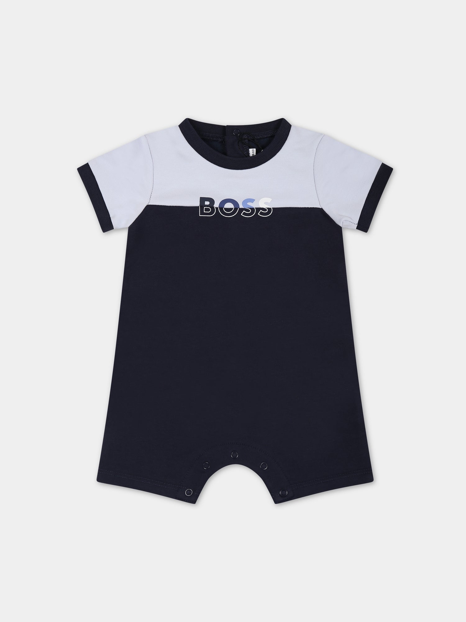 Pagliaccetto blu per neonato con logo,Hugo Boss,J94309 849