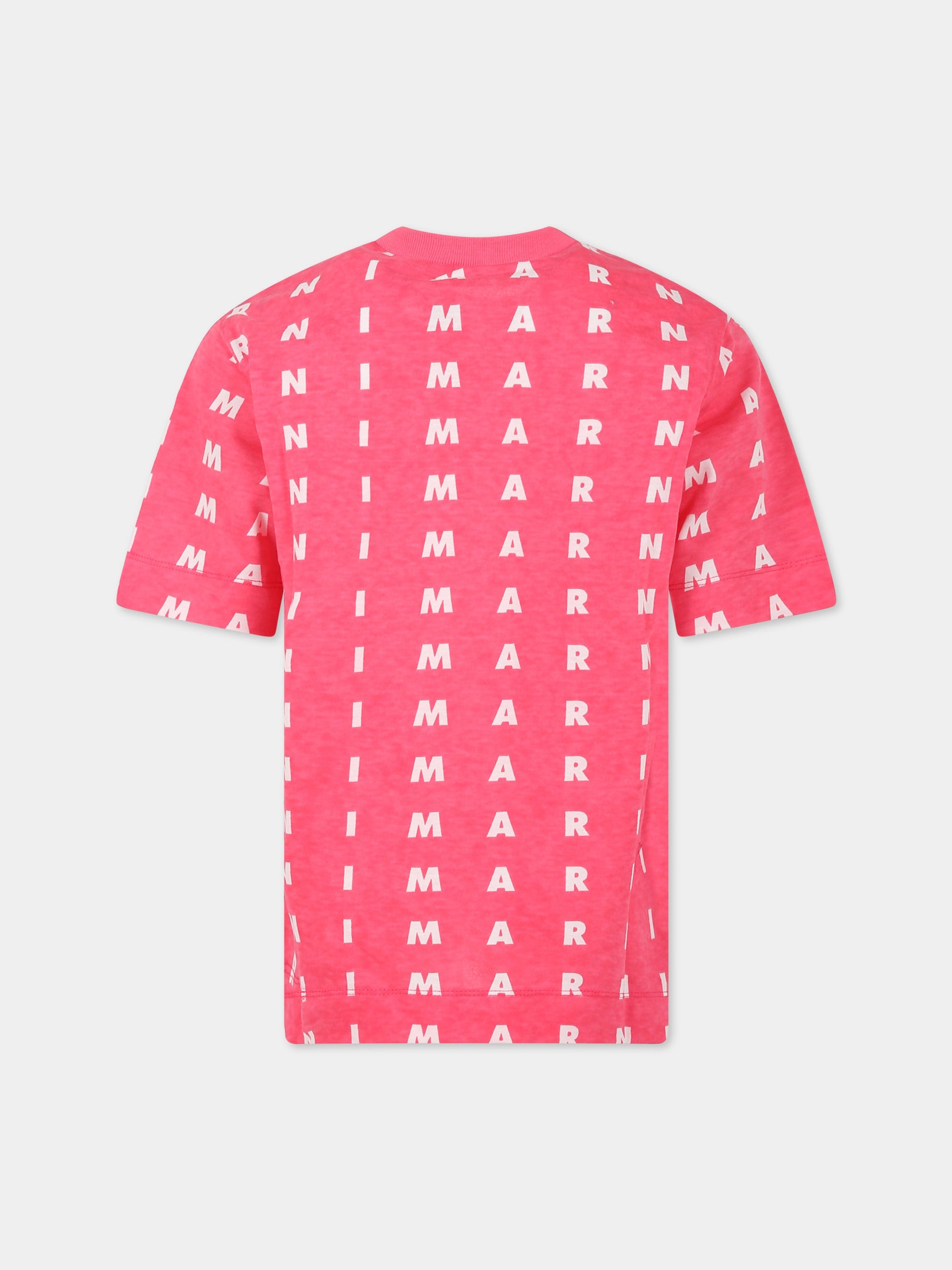 T-shirt fucsia per bambini con logo,Marni Kids,M00774 M00NV 0M337