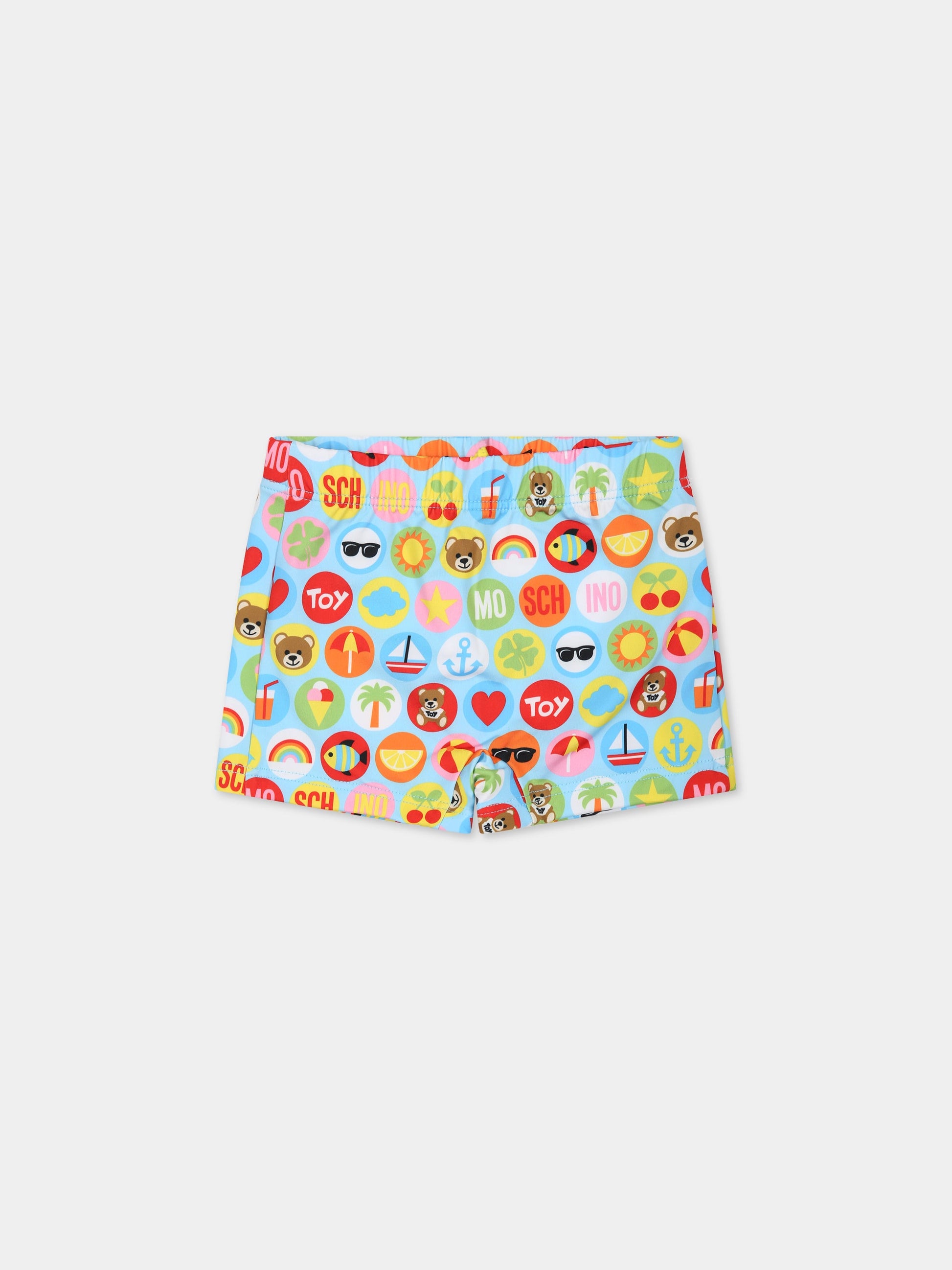 Boxer mare azzurri per neonato con disegni estivi,Moschino Kids,MTL006 LKA00 84327