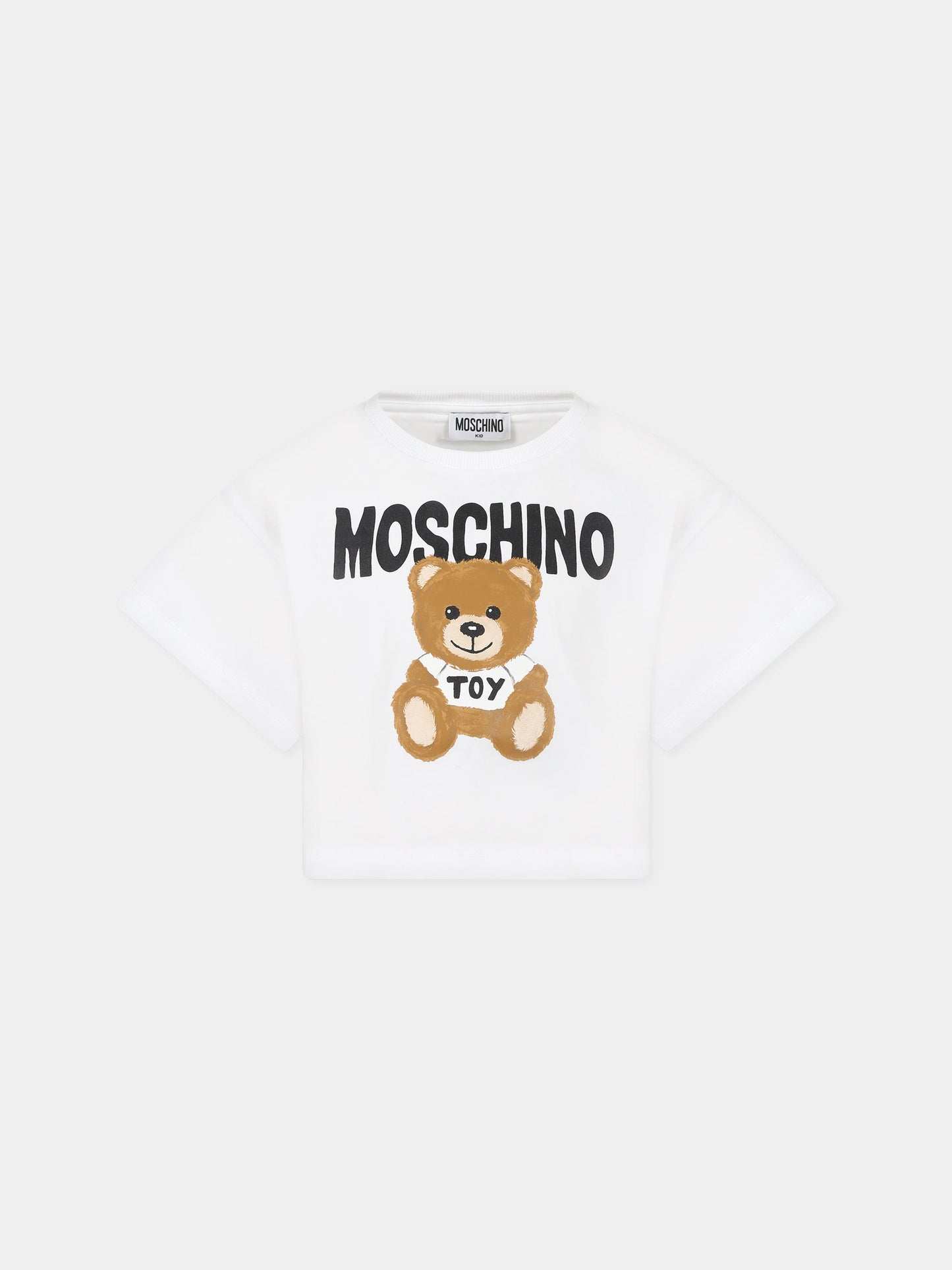 T-shirt bianca per bambina con Teddy Bear,Moschino Kids,HDM04X LBA10 10101