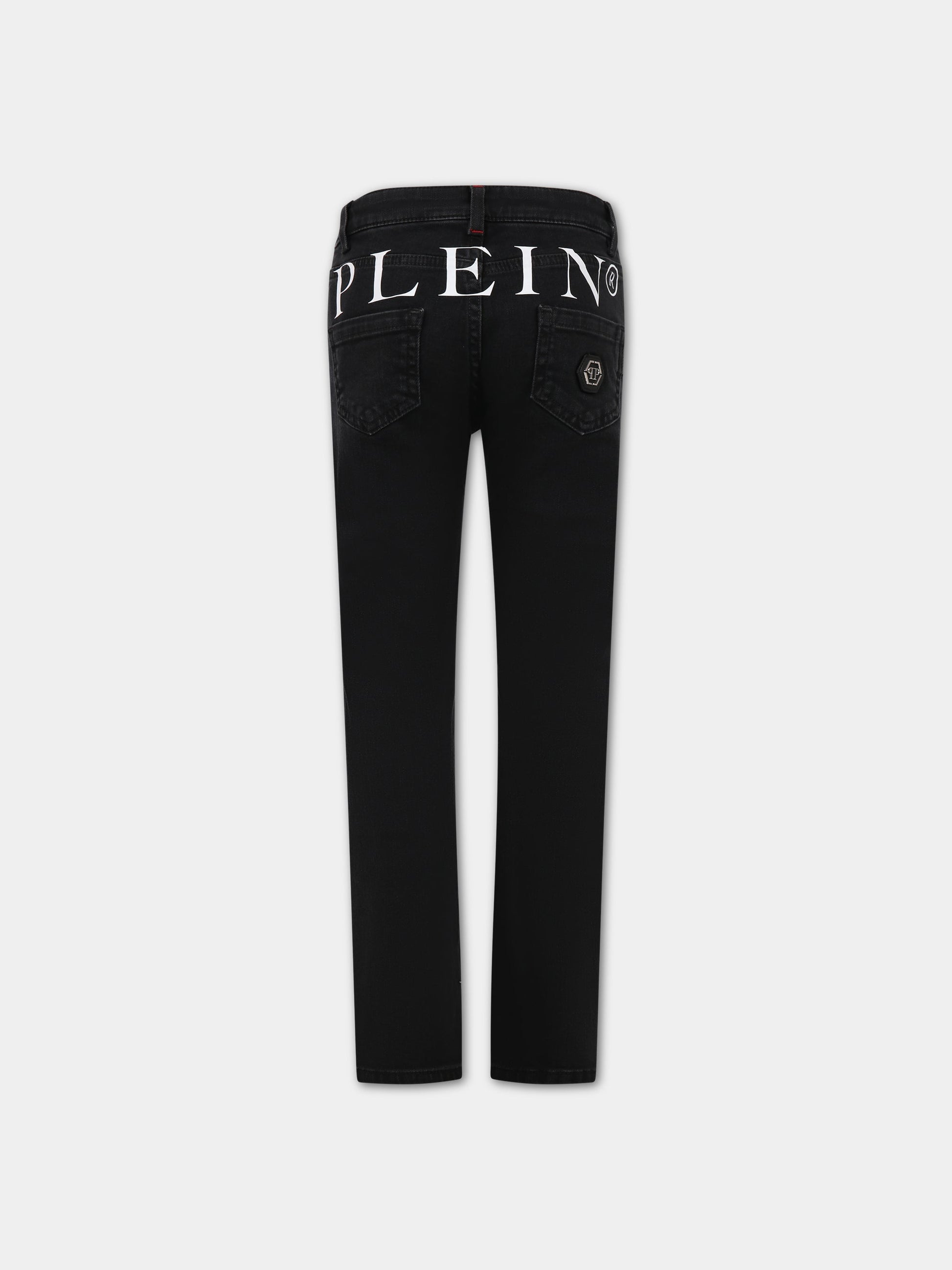 Jeans neri per bambino con logo,Philipp Plein Junior,2NP000 LXE33 84288