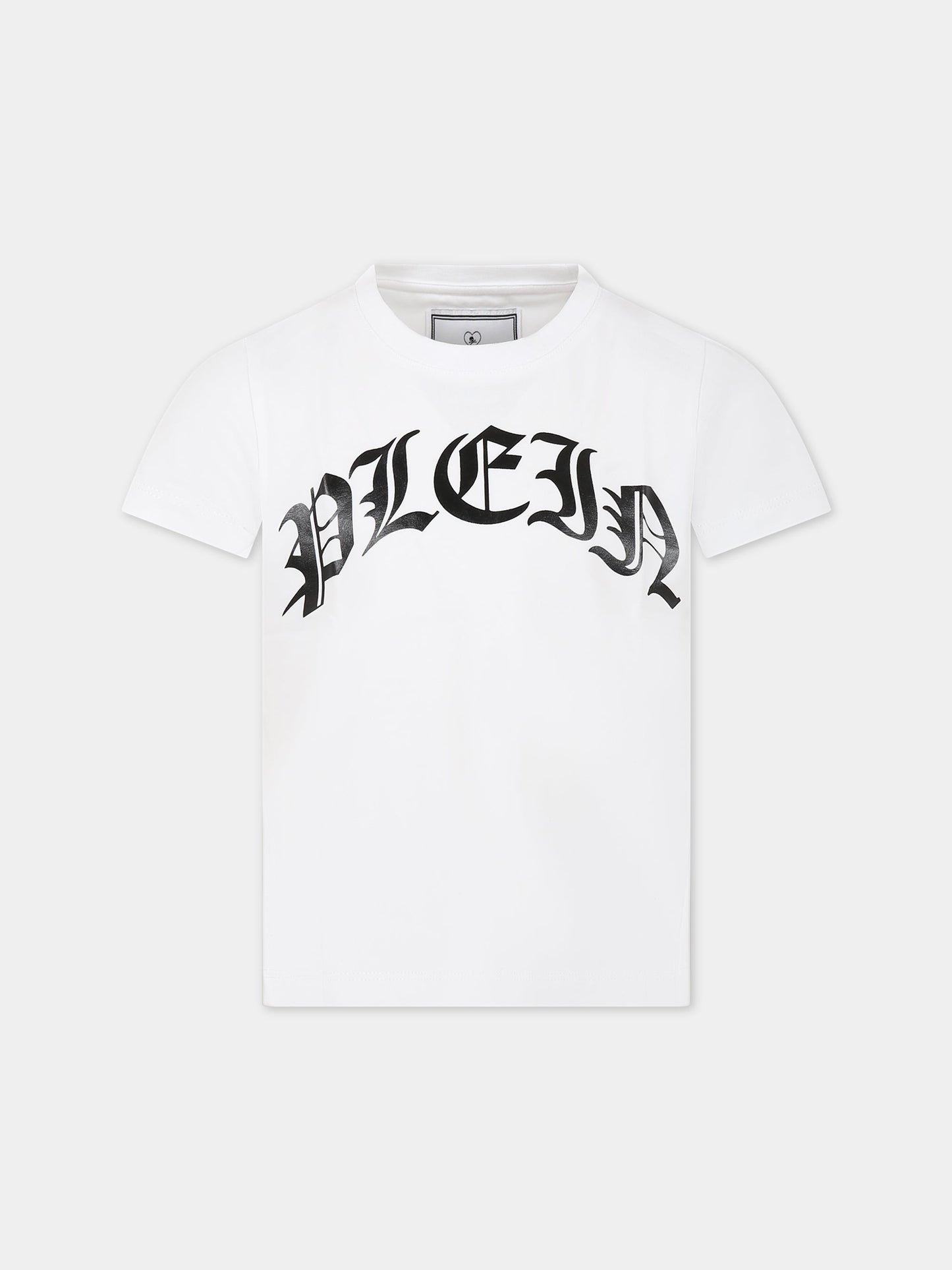 T-shirt bianca per bambino con logo,Philipp Plein Junior,28M001 LBA10 10101