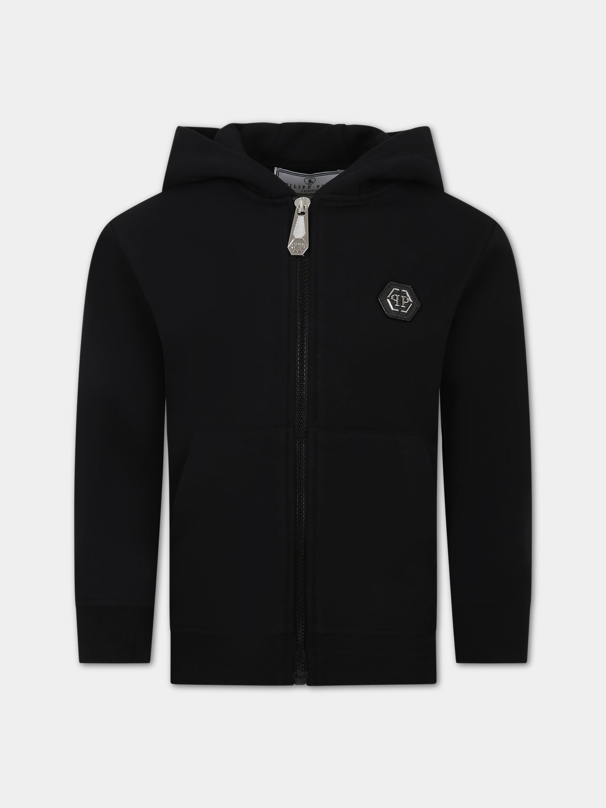 Felpa nera per bambino con logo,Philipp Plein Junior,2UF00A LDA45 60100