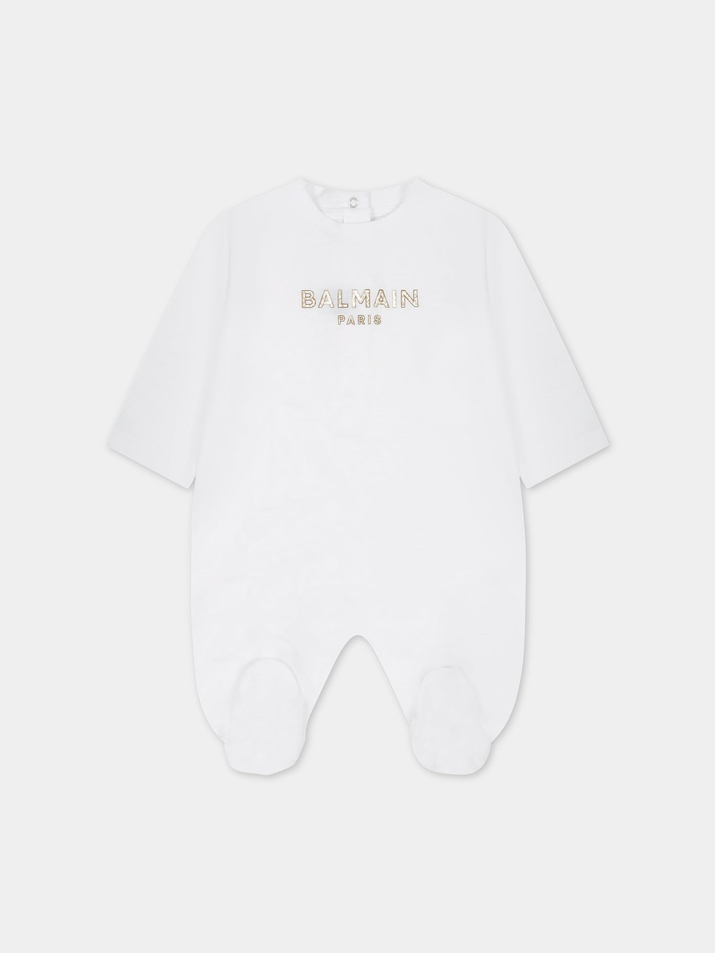 Set bianco per neonati con logo,Balmain Kids,BSB600 J0177 100BG