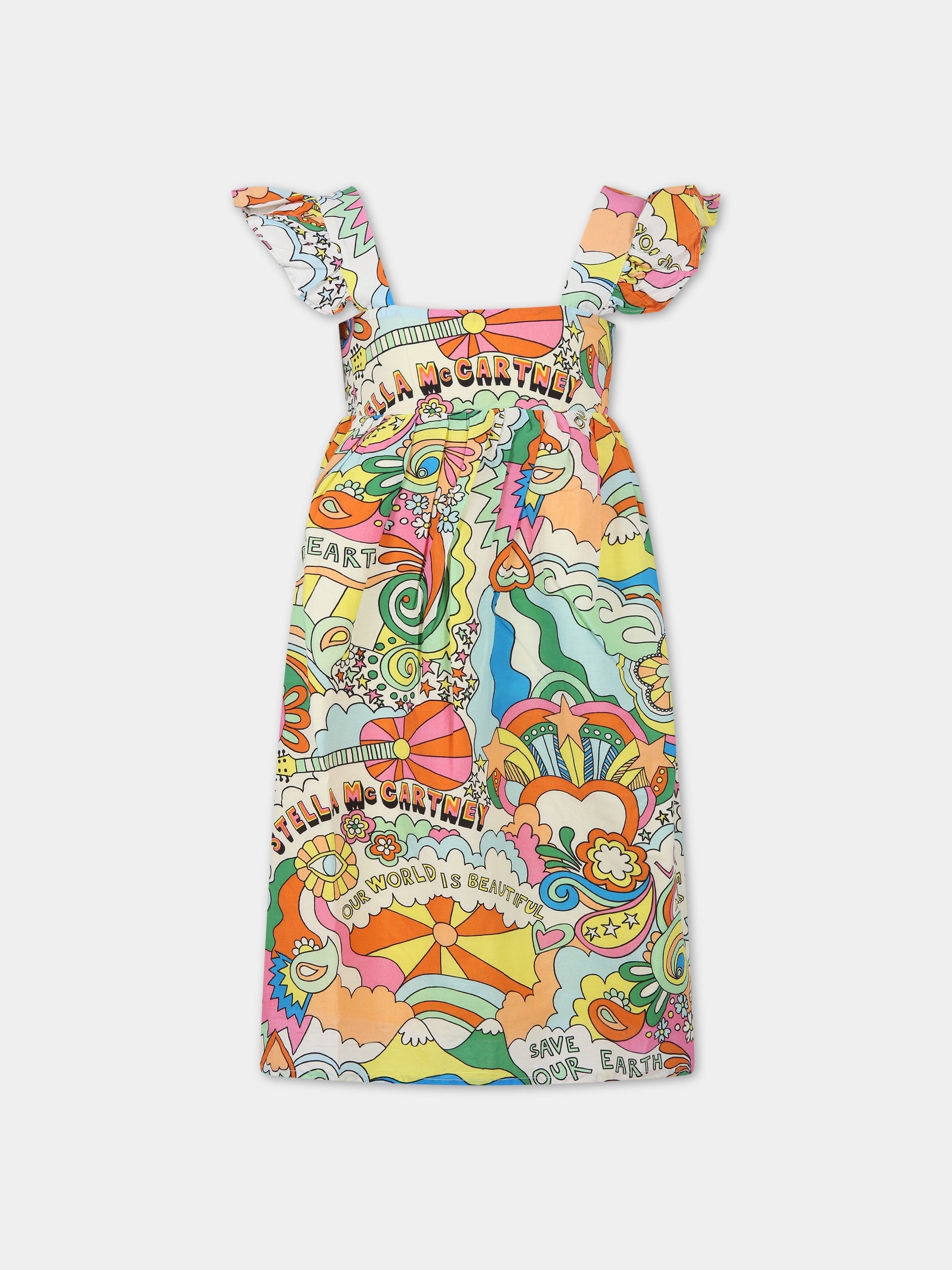 Vestito multicolor per bambina con vortici e chitarre,Stella Mccartney Kids,TS1A12 Z0888 101MC
